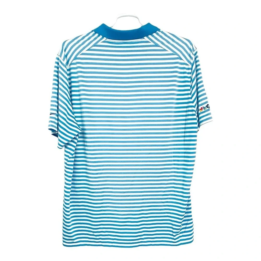 Nike Polo Shirt‎ Adult XXL Blue Striped Dri Fit Stretch Lightweight Golf Mens